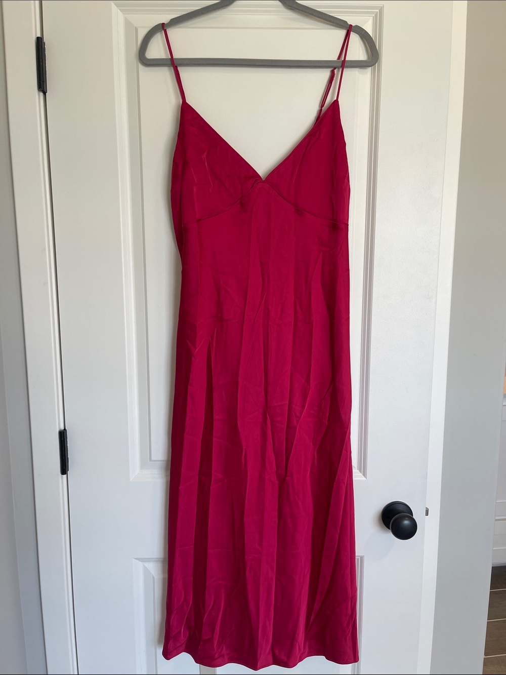 Abercrombie & Fitch Hot Pink Slip Midi Dress
